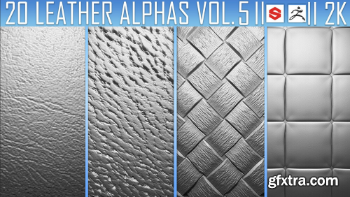 Artstation - 20 Leather Alphas Vol.5 (ZBrush, Substance, 2K)