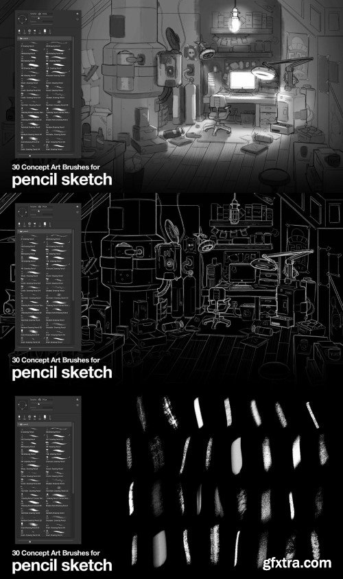 Artstation - 30 Brushes for Concept Art | Pencil Sketch