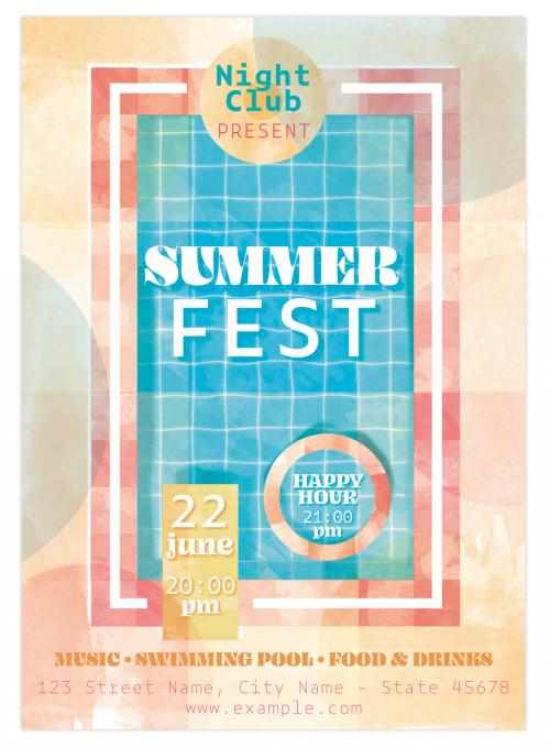 Summer Party Flyer Layout with Pool Imagery 265678469