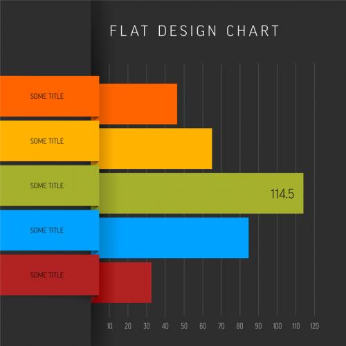 Dark Infographic horizontal block chart report template with paper labels 581767535