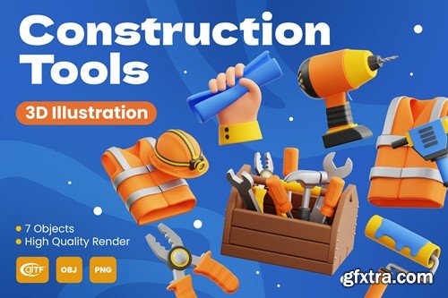 Construction Tools 3D Illustration QLRYKFJ