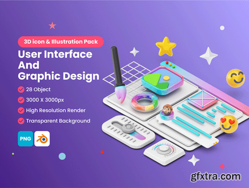 User Interface And Graphic Design 3D Icon & illustration pack Ui8.net