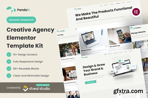PandaV - Creative Agency Elementor Template Kit 2KSDN7P