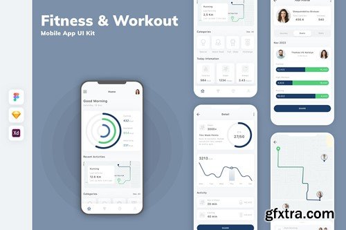 Fitness & Workout Mobile App UI Kit 93W7NFY