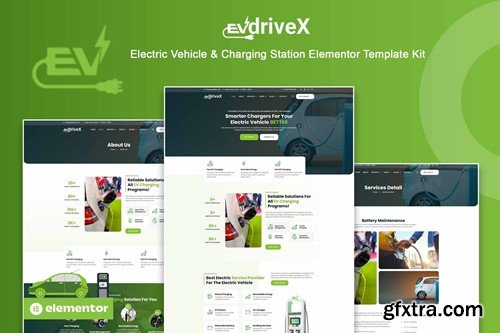 EVdriveX - Electric Vehicle & Charging Station Elementor Template Kit 8T2MDW9