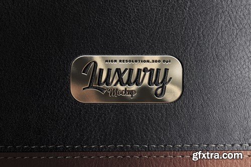 Metal Gold Mockup Logo on Leather Texture JSH4RGU