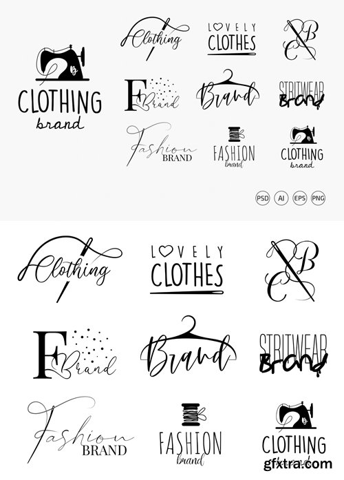 Fashion Brand Logos Vector Templates + PSD