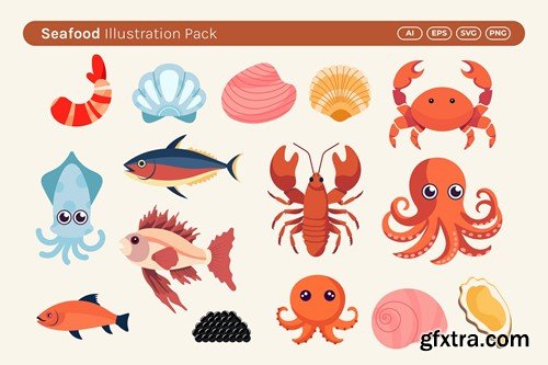 Seafood Illustration Pack X86CJQ3
