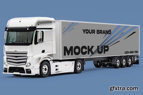 Truck with Trailer Isolated Mock Up ZU22V59