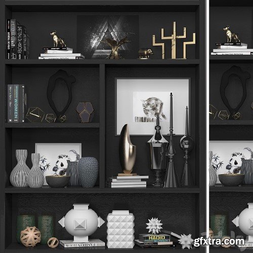 Bookcase With Books Decor and Figurines 11