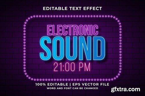 Electronic Sound Neon Style Vector Text Effect KXTTLAS