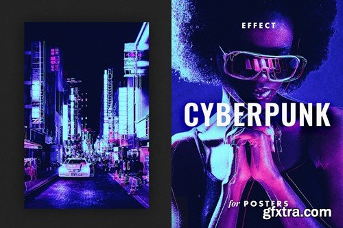 Cyberpunk Poster Photo Effect JYKD4WN