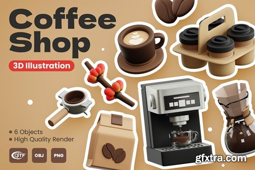 Coffee Shop 3D Illustrations GMHUKXJ