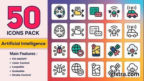 Videohive Flat & Line Icons - Artificial Intelligence 46907262