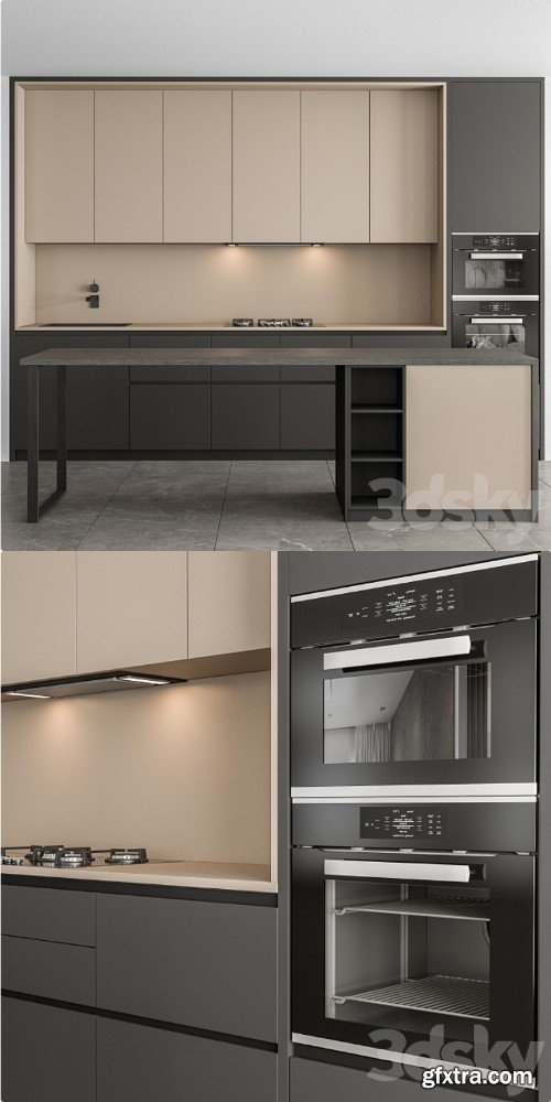 Kitchen Modern - Black and Cream Cabinets 73