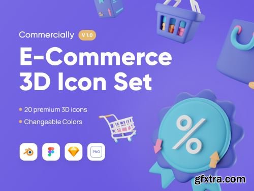 Commercially - E-Commerce 3D Icon Set Ui8.net