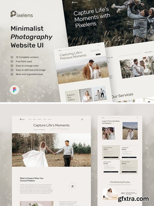 Pixelens – Photography Website Design UI Template T4RRTZY