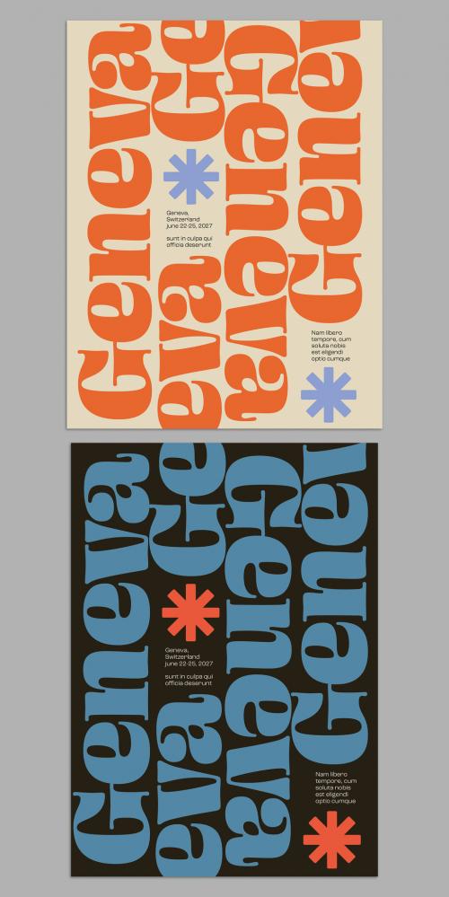 Creative Typographic Cover Layout with Vertical Typeface 574758808