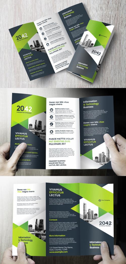 Green and Black Trifolds Brochure Layout 577612001