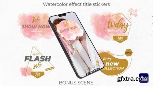 Videohive Watercolor effect title stickers, labels 46970205