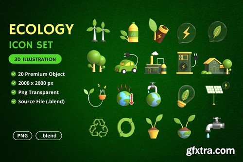 3D Ecology Icon Set VJ9Q5KK