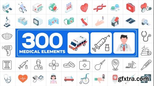 Videohive 300 Icons Pack - Medical Elements 47092575