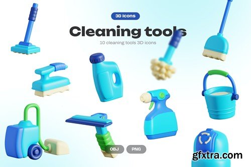 Cleaning Tools 3D Icons HRDWW6H