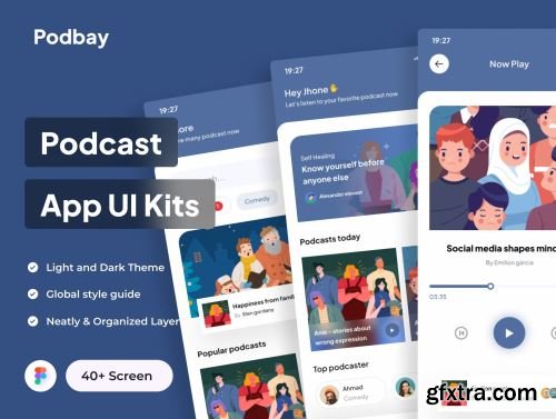 Podbay - Podcast App UI Kits Ui8.net