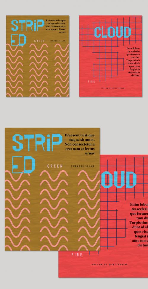 US Letter Flyer Simple Geometric Shapes Retro Colored Textured 581558802