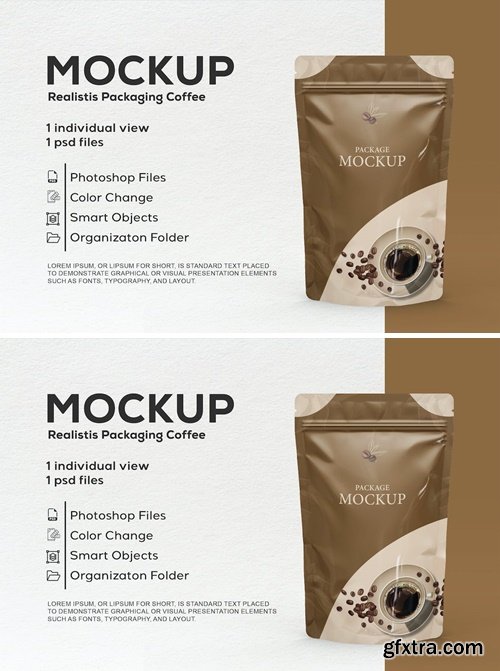 Coffee Bag Packaging Mockup 8BNG3H3
