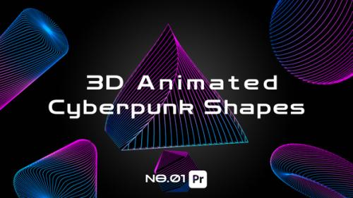 Videohive - 3D Animated Cyberpunk Shapes For Premiere Pro - 46920271