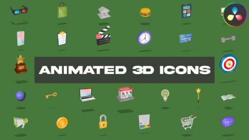 Videohive - Animated 3D Icons for DaVinci Resolve - 47098908