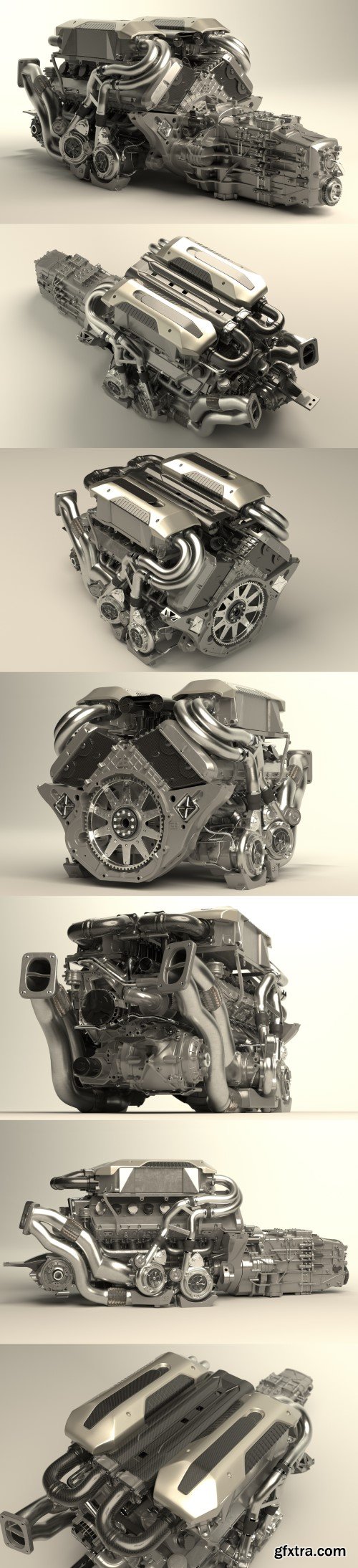 Bugatti W16 Engine (Chiron) 3D MODEL