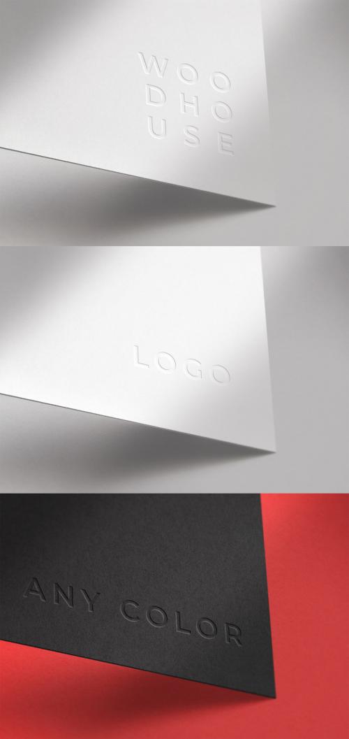 Logo Mockup Embossed Debossed Paper Textrure Template Effect 574478112