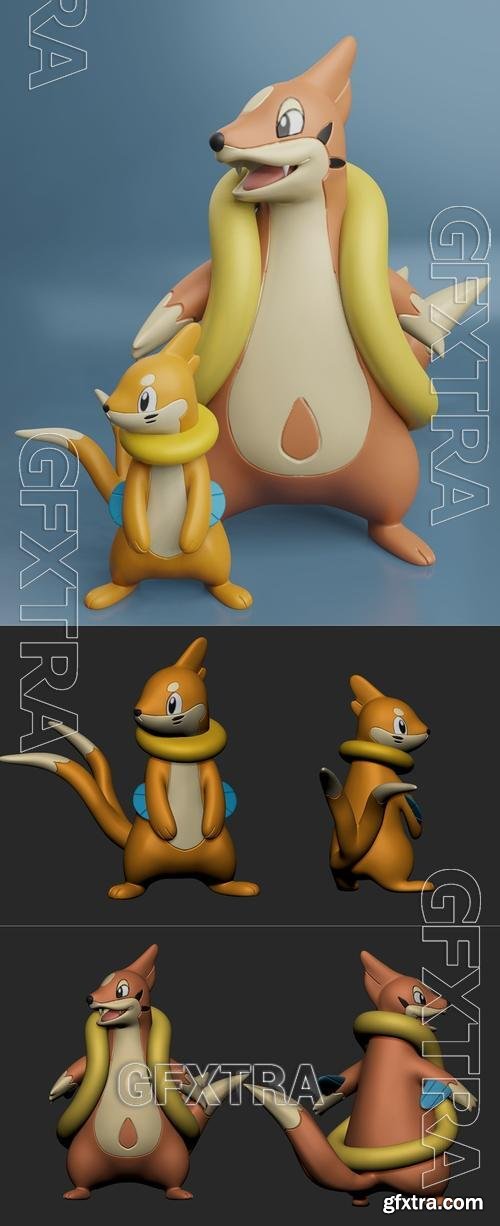 Pokemon - Buizel and Floatzel – 3D Print Model