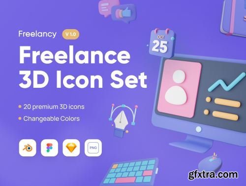 Freelancy - Freelance 3D Icon Set Ui8.net