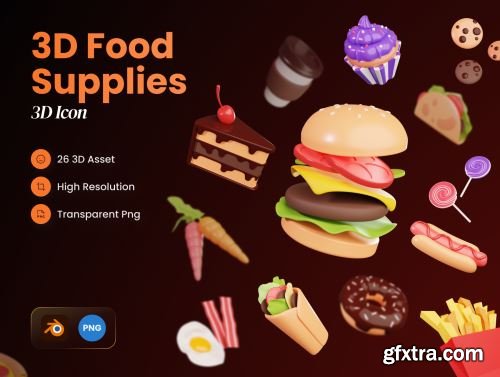 Food Supplies 3D Icons Ui8.net