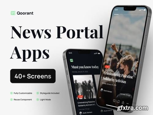 Qoorant - News Portal Mobile Apps UI Kit Ui8.net