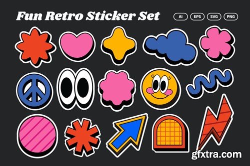 Fun Retro Sticker Set YRE6YME