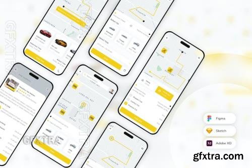 Taxi Booking Mobile App UI Kit DERKB6B