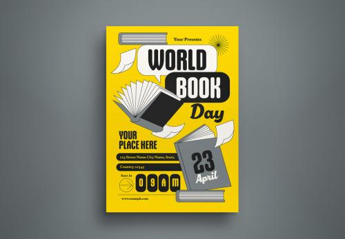 Yellow World Book Day Flyer Layout 582979894