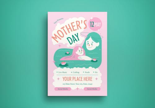 Pink Handdrawn Mother's Day Flyer Layout 582979909