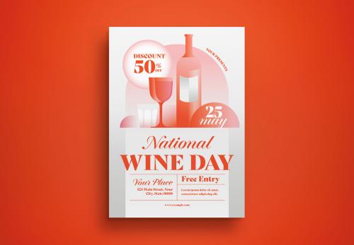Grey Art Deco National Wine Day Flyer Layout 582992071