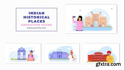 Videohive Indian Historical Tour Places Vector Animation Scene 47278455