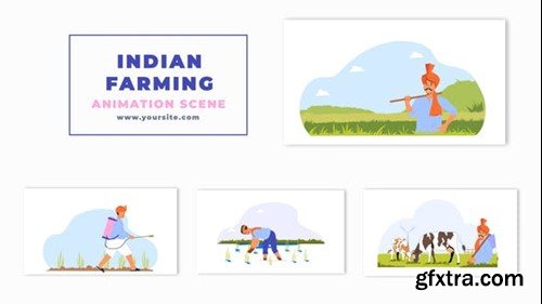 Videohive Indian Farming Culture Character Animation Scene 47275767