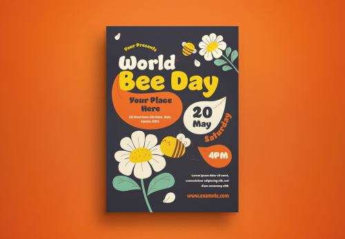 Black Doodle World Bee Day Flyer Set Layout 585618660