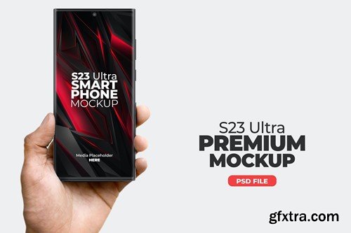 S23 Ultra Smartphone App Promo Mockup PSD v06 NTSMJKN