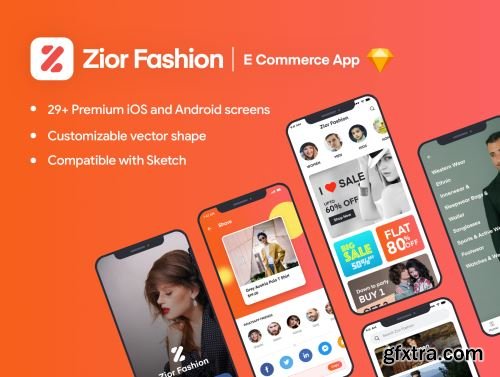 Zior iOS App UI Kit Ui8.net