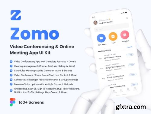 Zomo - Video Conferencing & Online Meeting App UI Kit Ui8.net