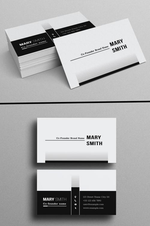 Business Card Black & White Shape Style Template 581026446